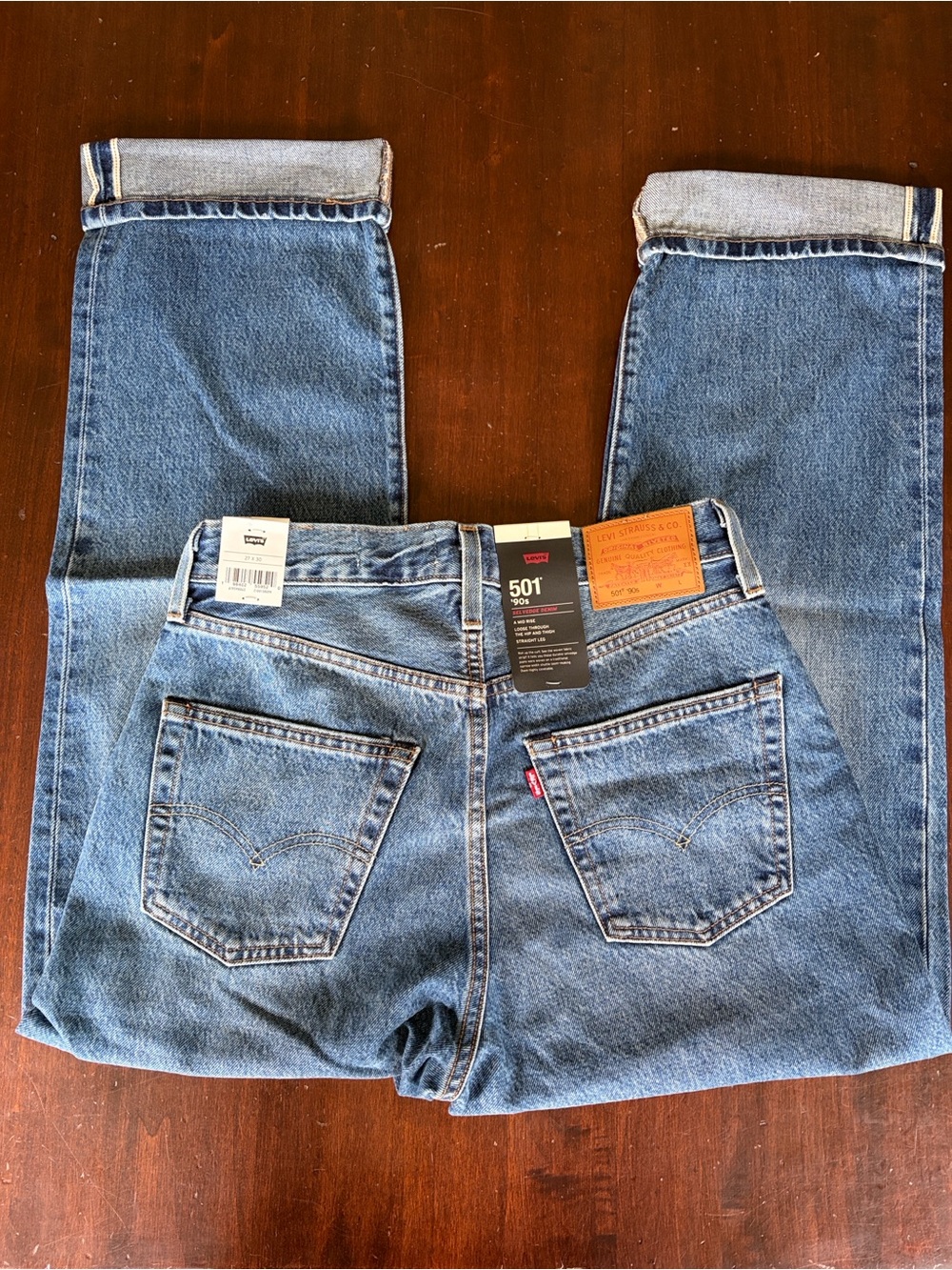 Levis 501 90’s Selvedge Denim Jeans Get on Board Medium Wash Size 30x30 NWT - Picture 9 of 14